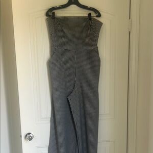 Express Black and White Gingham Strapless Jumpsuit